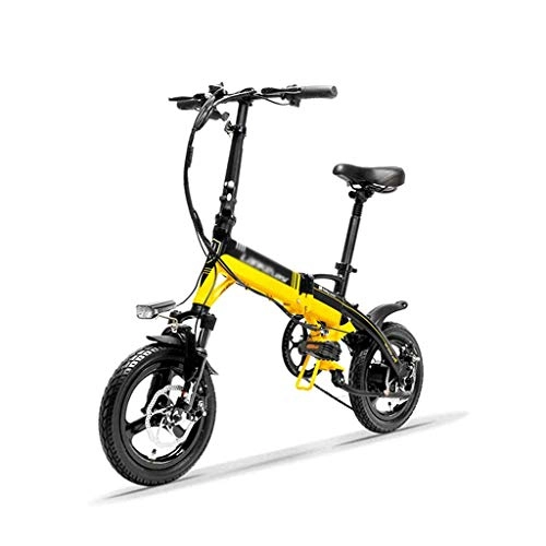 Vélos de montagne électriques : AA-folding electric bicycle ZDDOZXC A6 Mini Portable Pliant e vlo, vlo lectrique de 14 Pouces, Moteur de 36V 350W, Jante en Alliage de magnsium, Fourche Suspension