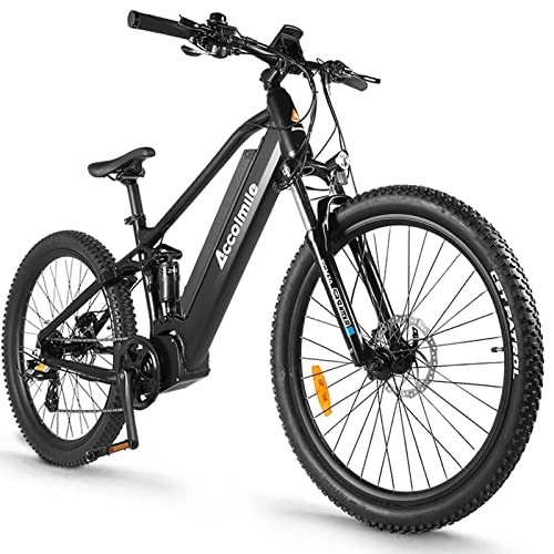 Vélos de montagne électriques : Accolmile Electric Mountain Bike 27.5" 750W Mid Motor eBike Commuter Bicycle Vélo électrique pour Femmes Hommes, Rocket Bear 1S, Batterie Lithium Amovible 48V 17.5Ah, Transmission 8 Vitesses, Noir