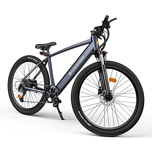Vélos de montagne électriques : ADO D30C Vélo électrique 27, 5" 250 W 36 V 10, 4 Ah Vélo électrique professionnel Shimano 9 vitesses 25 km / h (gris, 27, 5")