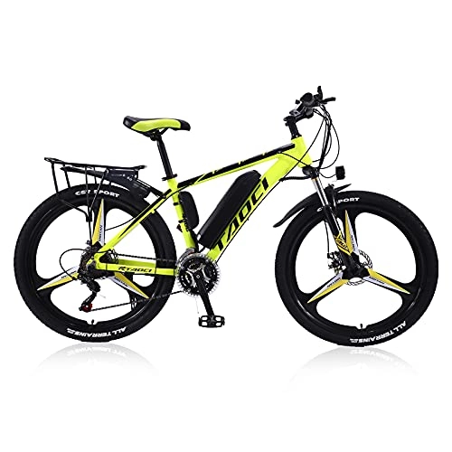 Vélos de montagne électriques : AKEZ Vélo électrique 26" - Pour homme et femme - Batterie au lithium amovible - 36 V - Pour vélo de route - Pour l'extérieur (jaune)