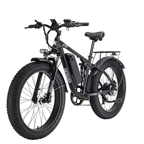 Vélos de montagne électriques : ALFUSA Vélos électriques de 26 Pouces, motoneiges, vélos de Montagne à pneus Larges, Scooters de Banlieue, véhicules électriques à Assistance (Black 15A)