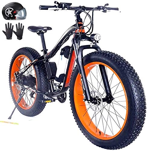 Vélos de montagne électriques : Amantiy Vélo électrique, 26"Vélo électrique 48V 1000-1500W 17.5Ah Amovible Lithium-ION Batterie Graisse Pneu vélo de Neige pour Le Cyclisme de Sport (Color : Black Orange, Size : 1000W)
