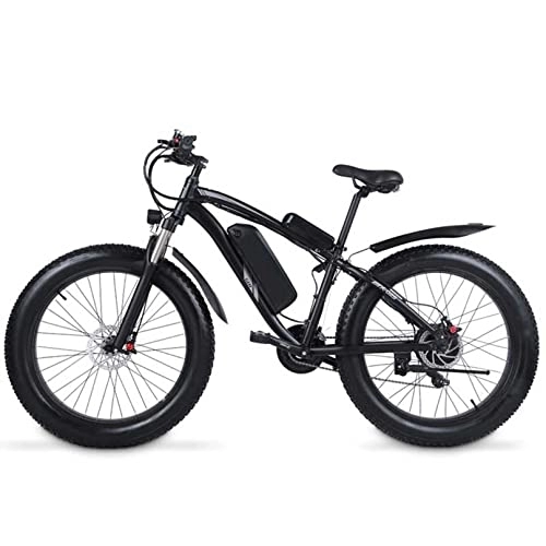 Vélos de montagne électriques : BiiKoon Vélo de Montagne Électrique Adulte Pliable Fat Tire Ebike avec Moteur 48 V 17 Ah Batterie Amovible, Vélo Électrique Shimano 7 Vitesses for Le Trail (Color : Black)