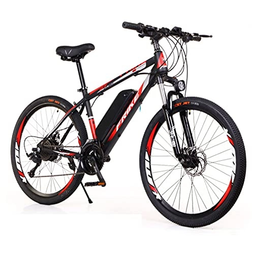 Vélos de montagne électriques : BYINGWD E-Bike, VTT électrique 26'' avec Batterie Amovible Lithium-ION 36V 8 Ah, vélos électriques 21 Vitesses, vélos électriques avec Trois Modes de Conduite.(Color:Rouge)