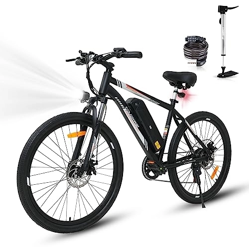 Vélos de montagne électriques : COLORWAY Vélo électrique pour Adultes, vélo de Montagne 26'', EBike avec Batterie Amovible 36V 15Ah, écran LCD, Frein à Disque Double ebike BK15 Noir / Orange