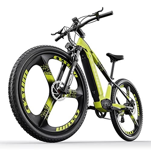 Vélos de montagne électriques : Cysum M520 29" Vélos Électrique 48V * 14Ah Shimano 7 -Vitesses Bicycle électrique LCD LCD Disc Hydraulic Disc VTT (Green)
