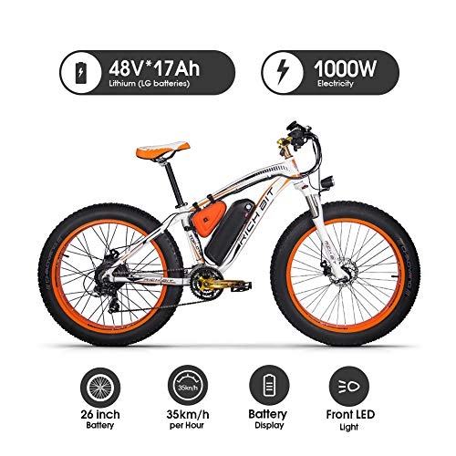 Vélos de montagne électriques : Entrept Britannique Rich BIT 1000W Vlo lectrique Lithium ION 48V 17Ah (Ebike Orange)
