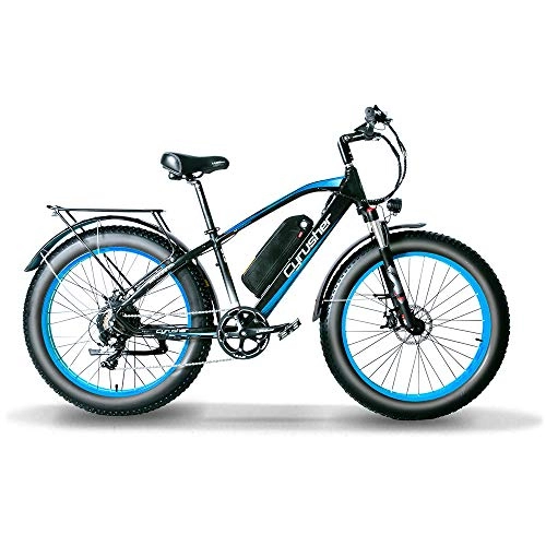 Vélos de montagne électriques : Extrbici Batterie de Vélo électrique 48v 1000w 26 inch Fat Tire Adult Electric Mountain Bike XF650 (XF650 1000W 13A 21S Bleu)