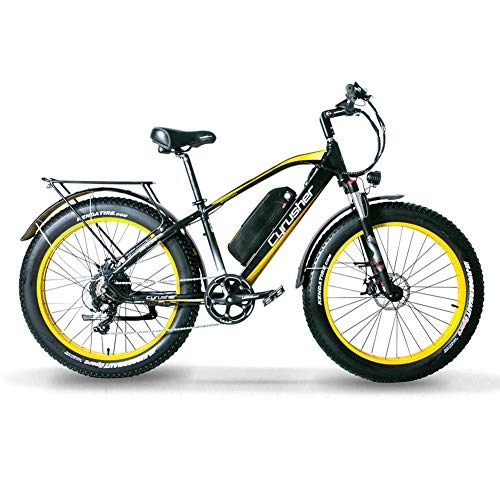 Vélos de montagne électriques : Extrbici Batterie de Vélo électrique 48v 1000w 26 inch Fat Tire Adult Electric Mountain Bike XF650 (XF650 1000W 13A 21S Jaune)