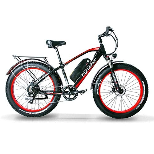 Vélos de montagne électriques : Extrbici Batterie de Vélo électrique 48v 1000w 26 inch Fat Tire Adult Electric Mountain Bike XF650 (XF650 1000W 13A 21S Rouge)