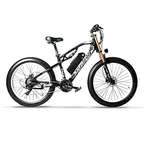 Vélos de montagne électriques : Extrbici Ebike Vélo Electrique à Suspension Complète pour Homme avec Batterie au Lithium 48 V 17 Ah avec Port de Charge USB Pneus de 66 cm 21 Vitesses Vélo de Montagne à Gros Pneus XF900