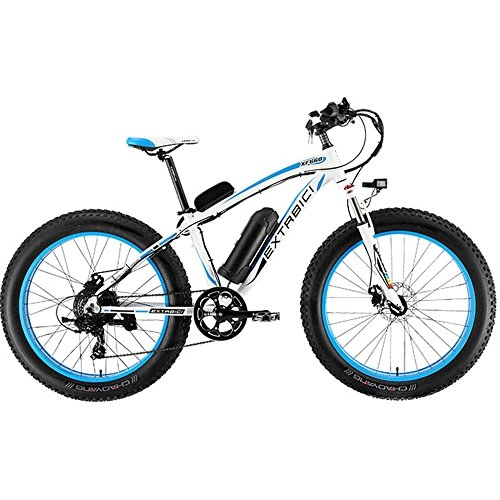 Vélos de montagne électriques : Extrbici Vélo de Montagne électrique avec Table de Code Support de Montagne pour Montagne XF6601000W 48V 16A avec Shimano 7 Vitesses Frein à Disque Mécanique(Blue)