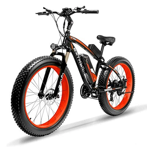 Vélos de montagne électriques : Extrbici Vélo électrique Xf660 1000W 48V Vélo électrique Grande Roue Vélo Vélo de Neige Vélo de Plage 21 Vitesses (Noir Rouge)