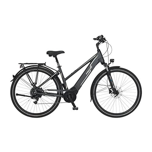 Vélos de montagne électriques : Fischer Viator 5.0i Vélo électrique pour Femme | RH 49 cm Moteur Central 50 Nm | Batterie 36 V dans Le Cadre Trekking | E-Bike, Gris Ardoise Mat, Rahmenhöhe