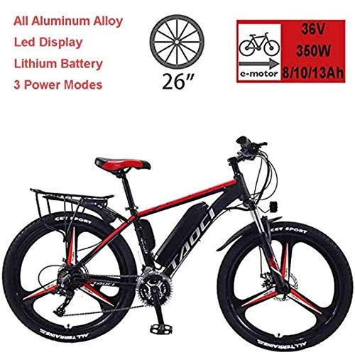 Vélos de montagne électriques : GJNWRQCY Vélos électriques pour Adultes, vélos électriques en Alliage de magnésium, vélos Tout Terrain, 26"36V 350W Batterie Lithium-ION Amovible Mountain Ebike, pour Hommes, Noir, 10AH