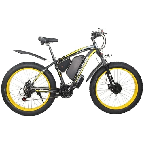 Vélos de montagne électriques : GOGOBEST GF700 Vélo de Montagne Electrique pour Adultes, 26" Fat Bike Electrique, Shimano 7 Vitesses, Freins Hydrauliques et Fourche à Suspension (Yellow)