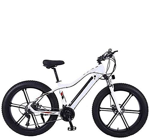 Vélos de montagne électriques : GYL Vélo électrique VTT motoneige 26 pouces 36V 10Ah 350W batterie au lithium amovible cachée en alliage d'aluminium pneu épais adapté pour adulte en plein air urbain, blanc
