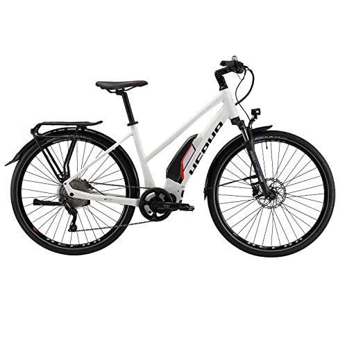 Vélos de montagne électriques : HEPHA Vélo électrique Trekking 3.0 pour femme Shimano E7000 Moteur central Pedelec 504 Wh Batterie amovible 10 vitesses 28" (blanc, RH 48 cm)