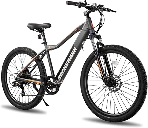 Vélos de montagne électriques : HILAND Rockshark Vélo électrique de montagne électrique 27, 5" Vélo électrique pour adulte avec batterie amovible 10, 4 Ah, dérailleur Shimano 7 vitesses