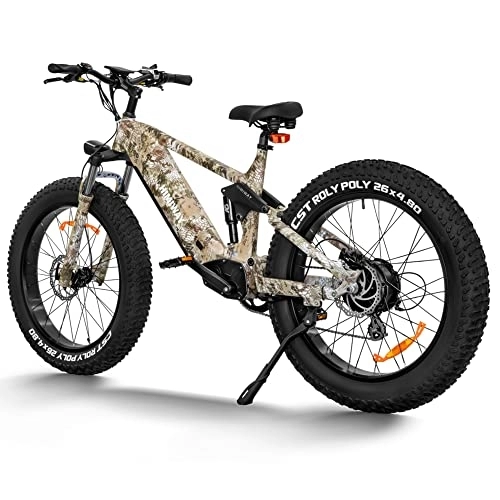 Vélos de montagne électriques : Himiway Cobra Forest E-Bike Fully E-Mountainbike avec Batterie 960W, 26"×4" Fatbike électrique avec Suspension complète, jusqu'à 128 km, 25 Km / h 250W Moteur, 7 Vitesses, Freins à Disque hydrauliques