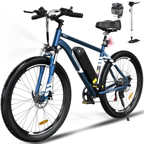 Vélos de montagne électriques : HITWAY vélo électrique, VTT électrique, 26'' Ville E-Bike Adulte, Vélo électrique avec Batterie Amovible 36V 11.2Ah, Shimano 7 Vitesses, Autonomie 35-70km BK15 BK15-Bleu