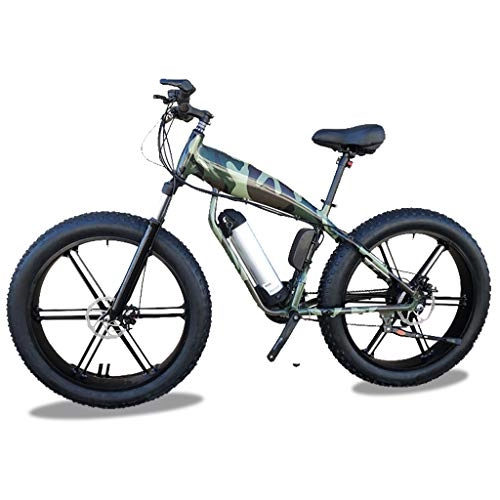 Vélos de montagne électriques : HOME-MJJ 26inch Fat Tire E-Bike 48V 400W électrique Mountain Bikes Plage Sports Cruiser Hommes Ville Vélo 14Ah / 18Ah Grande capacité de la Batterie au Lithium (Color : Green, Size : 14Ah)