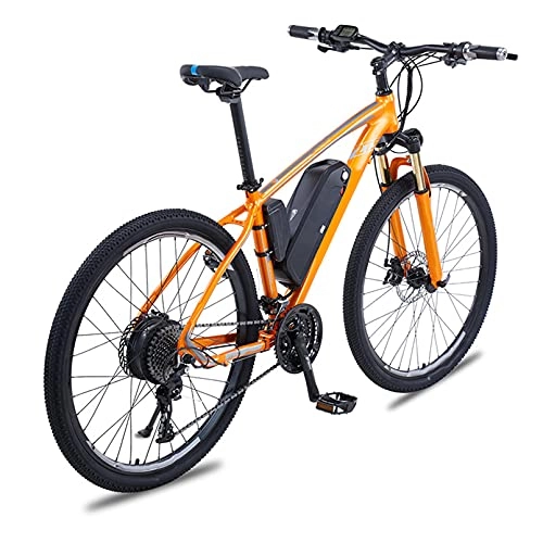 Vélos de montagne électriques : HULLSI Vélo De Électrique, Cadre en Alliage D'aluminium pour VTT Adulte avec Moteur 500W, Batterie Amovible 48V / 13Ah, Vitesses 27, Freins À Disque Double, Orange, 27.5 inch