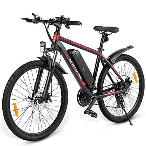 Vélos de montagne électriques : JINGJIN Vélos électriques, Gros Pneu 26 Pouces Ebikes vélos Tout Terrain, VTT pour Adulte avec Li -Batterie Amovible 36V 10Ah E-Bike, Black