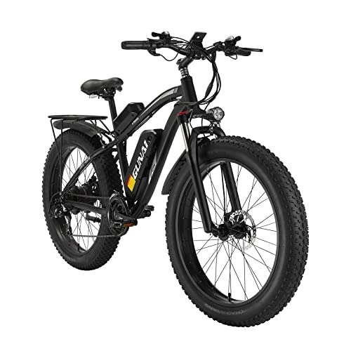 Vélos de montagne électriques : KELKART Vélo électrique Tout-Terrain à Pneus Larges, 26x4.0 inch Mountain Bike avec 48V 17AH Removable Li-ION Battery et 21 Speed Shifting System pour Les Adultes