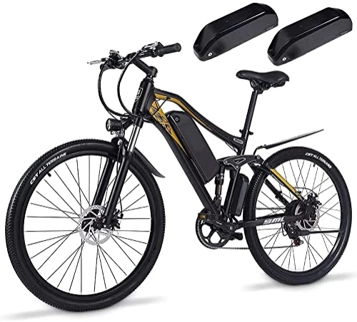 Vélos de montagne électriques : Kinsella Vélo électrique 27, 5", deux batteries au lithium amovibles 48 V / 17 Ah, vélo électrique à suspension complète, vélo électrique Shimano 7 vitesses M60