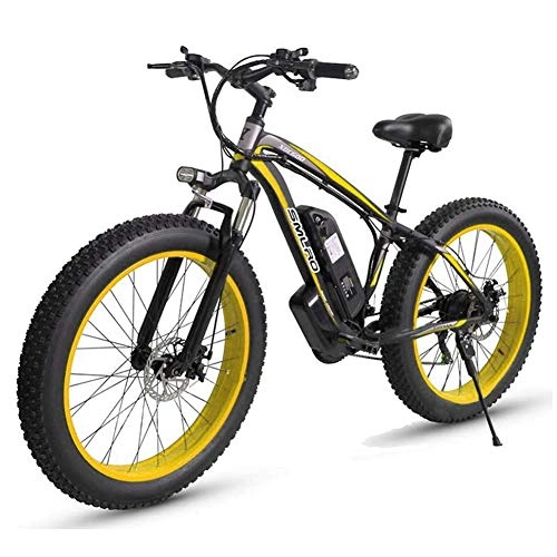 Vélos de montagne électriques : KT Mall 26 « » Electric Mountain Bike avec Grande Amovible Capacité Lithium-ION (48V 17.5ah 500W) pour Le Travail des Hommes Voyage en Plein air Cyclisme Out Et Trajets, Black Yellow