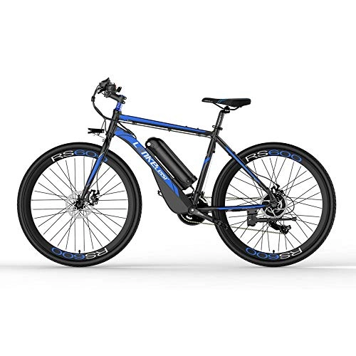 Vélos de montagne électriques : LANG TU Grand vélo de Route électrique de Batterie de 700C 720WH, Conception de Corps d'alliage d'aluminium en Forme de portillon, avec Moteur Puissant de 400W (Bleu Noir, Mis à Niveau)