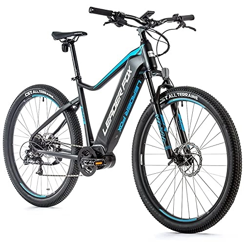 Vélos de montagne électriques : Leader Fox Swan Gent Vélo électrique VTT LG 540 Wh S-Ride 9 vitesses Pedelec RH55 Noir Bleu 29