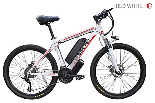 Vélos de montagne électriques : LOO LA Vlo Electrique 26" e-Bike VTT 48V 350W 10ah Batterie au Lithium de Grande Capacit et Le 21 Vitesses Suspension Complte Premium & Engrenage Shimano, Rouge