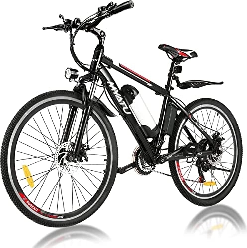 Vélos de montagne électriques : MYATU 26" Vélo électrique avec Batterie Amovible 36V 10.4Ah, Shimano Dérailleur à 21 Vitesses, VTT pour Adultes Homme Femme