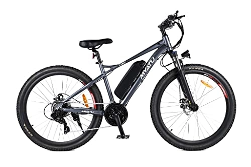 Vélos de montagne électriques : Myatu VTT électrique 27, 5" pour homme avec Shimano 21 vitesses, moteur à engrenages 250 W (noir)