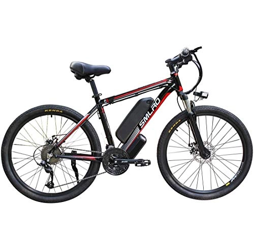 Vélos de montagne électriques : NAYY Vlos lectriques for Adultes, Vlo Ebike en Alliage d'aluminium 360W Amovible 48V / avec Batterie Lithium-ION 10Ah Mountain Bike / Smart Mountain Bike Faire Le Trajet Ebike (Color : Black Red)