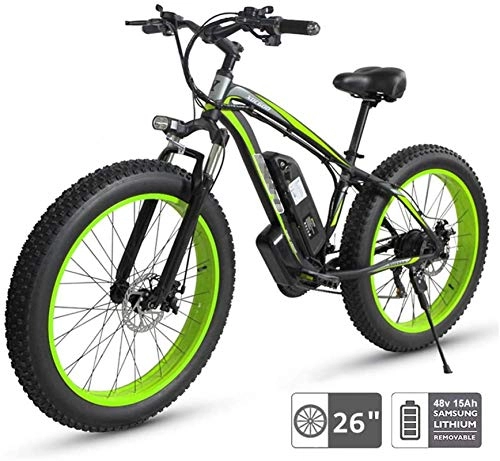 Vélos de montagne électriques : New Vélo de Montagne électrique, 48V électrique Vélo électrique VTT, 26 '' Fat Tire E-Bike 21 Plage Cruiser Hommes Sport VTT Suspension Avant 350W Roue arrière Moteur (Color : Green)