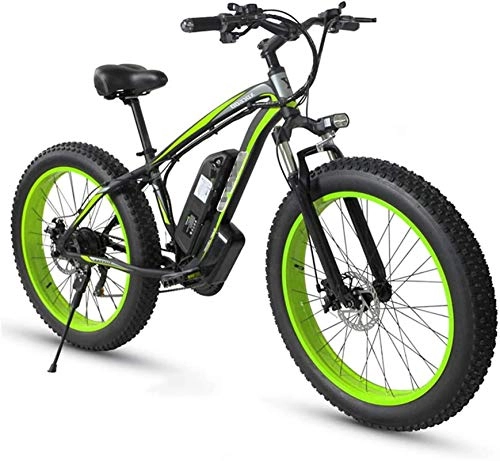 Vélos de montagne électriques : New Vélo de Montagne électrique, Fat Tire vélo électrique ebike 26" 4.0, Vélo de Montagne for 21 Adultes Vitesse Plage Hommes Sport VTT Suspension Avant mécanique Freins à disques (Color : Green)