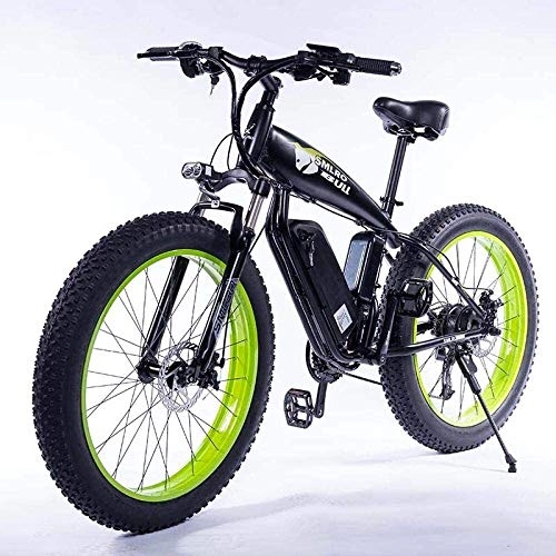 Vélos de montagne électriques : PARTAS Sightseeing / Trajets Tool - 26 pouces Fat Tire 500W vélo électrique VTT Plage Cruiser, amovible 48V 10Ah au lithium-ion (Color : Green)