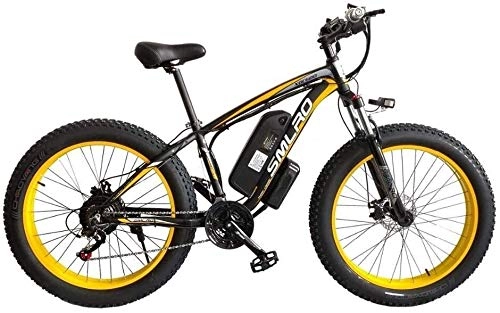 Vélos de montagne électriques : PARTAS Sightseeing / Trajets Tool - E-Bike 48V 350W / 500W1000W moteur 13Ah batterie lithium vélo électrique 26 pouces Fat Tire vélo électrique (Color : Yellow 350W 13AH)