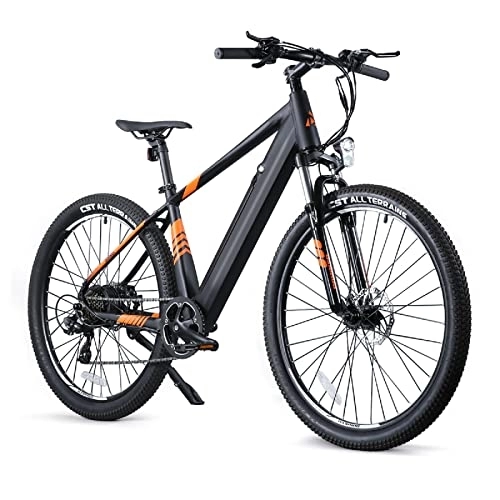 Vélos de montagne électriques : Pedelec Vélo de montagne électrique pour homme 27, 5" Moteur brushless 250 W, batterie 36 V 10 Ah, portée jusqu'à 65 km, max. 120 kg, convient pour 168-190 cm (Orange)