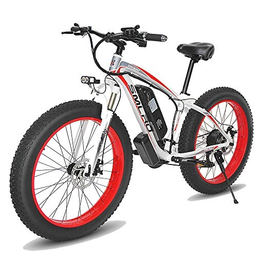 Vélos de montagne électriques : QDWRF Vélo de Montagne électrique Fat, 26 Pouces électrique vélo de Montagne 4.0 Fat Tire Neige Bike 1000W / 500W Fort Puissance 48V 10AH Batterie Lithium Red 1000W