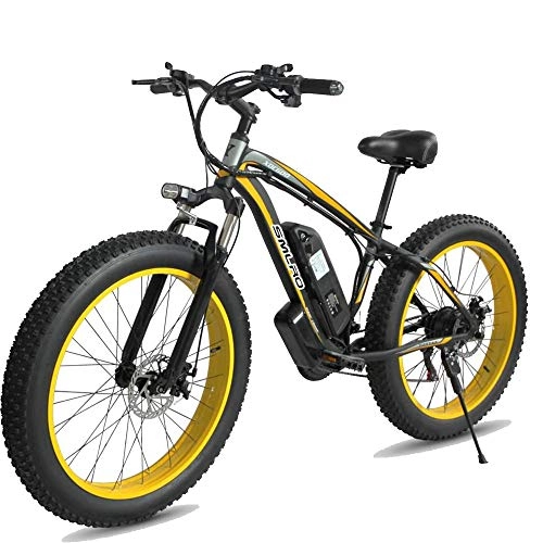 Vélos de montagne électriques : QDWRF Vélo de Montagne électrique Fat, 26 Pouces électrique vélo de Montagne 4.0 Fat Tire Neige Bike 1000W / 500W Fort Puissance 48V 10AH Batterie Lithium Yellow 1000W
