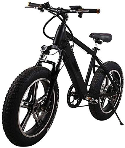 Vélos de montagne électriques : RDJM VTT Electrique, Adultes Montagne Vélo électrique, avec 250W Moteur 20 Pouces 4.0 Pneu Large motoneige Amovible Batterie Double Freins à Disque Urban Commuter E-Bike Unisexe (Color : Black)
