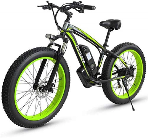 Vélos de montagne électriques : RDJM VTT Electrique Électrique for VTT Adultes, 500W 26 '' Fat pneus vélo électrique avec Amovible 48V 15AH Lithium-ION, 27-Speed ​​Gear Shifter - Tout Terrain Ebike (Color : Green)