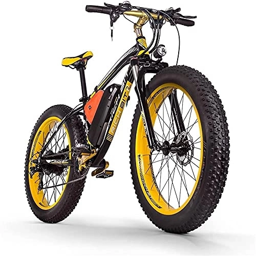 Vélos de montagne électriques : RICH BIT TOP-022 Vélo Électrique 26 Pouces Roue Vélo De Montagne, 48V Batterie Au Lithium Puissante Assistance Électrique E-Bike (Battery12.5AH, Jaune)