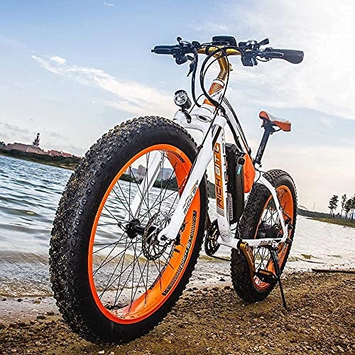 Vélos de montagne électriques : RICH BIT Vélo électrique 26 Pouces, 48V 17Ah Batterie Lithium-ION Fat Ebike, VTT électrique pour Adulte (Orange)