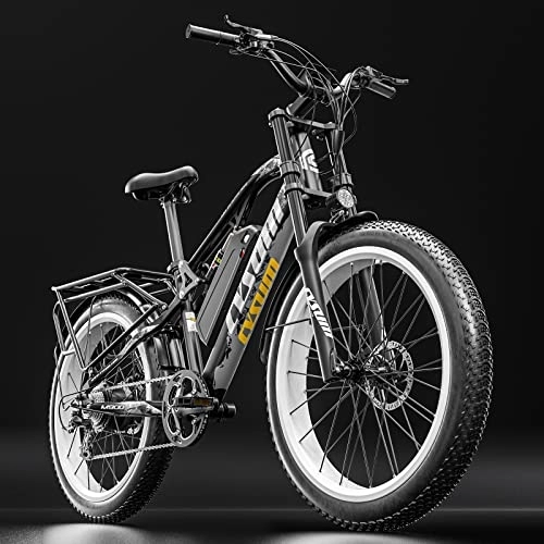 Vélos de montagne électriques : RICH BIT Vélo électrique CM-900 pour Adultes 48V Vélo d'exercice électrique sans Balai, Frein hydraulique de vélo de Montagne Amovible à Batterie au Lithium 17Ah (Blanche-Améliore)