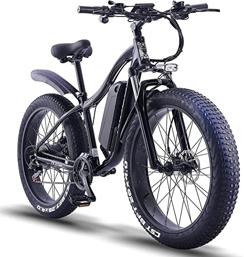 Vélos de montagne électriques : ride66 RX02 VTT électrique 26 pouces 48 V 16 Ah LG Batterie cellules Fat Tire Freins hydrauliques Shimano 21 vitesses Amortisseur avant (Noir)